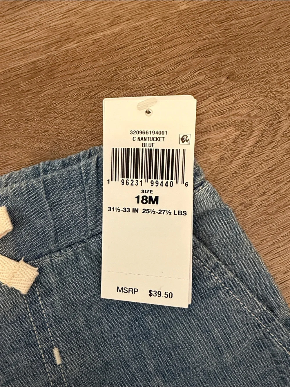 NWT Ralph Lauren Size 18 Months | Indigo Cotton Chambray Short